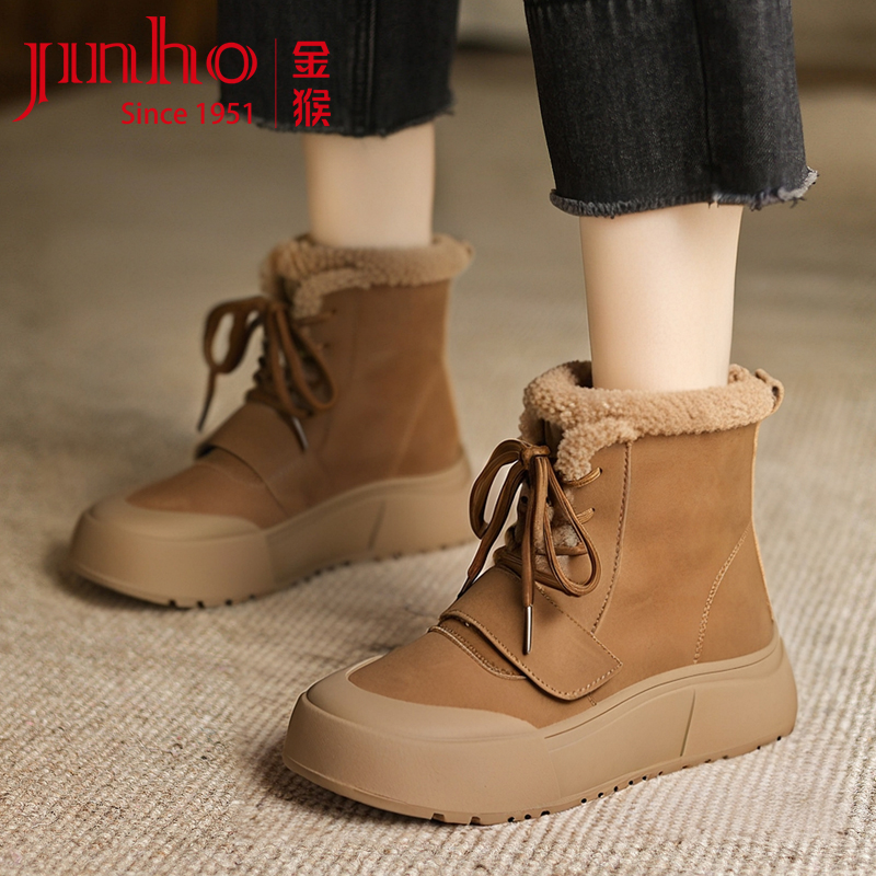 Jinho/金猴厚底雪地靴女靴冬季新款保暖加绒棉鞋女靴子Q49105B