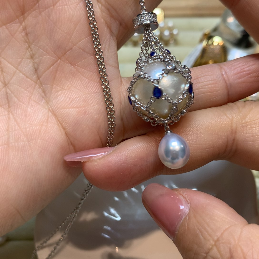 海水珍珠颈饰银S925镶嵌