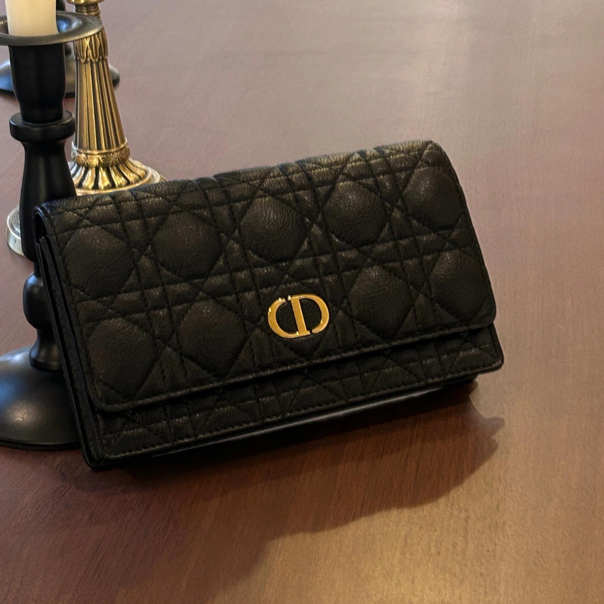 95新 DIOR/迪奥 caro链条woc黑金包/甄选