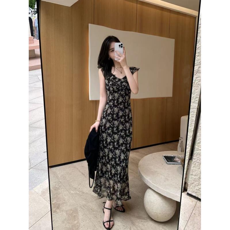 LUOZHIYIN/罗知音D312563M显瘦碎花提花连衣裙中长款裙子