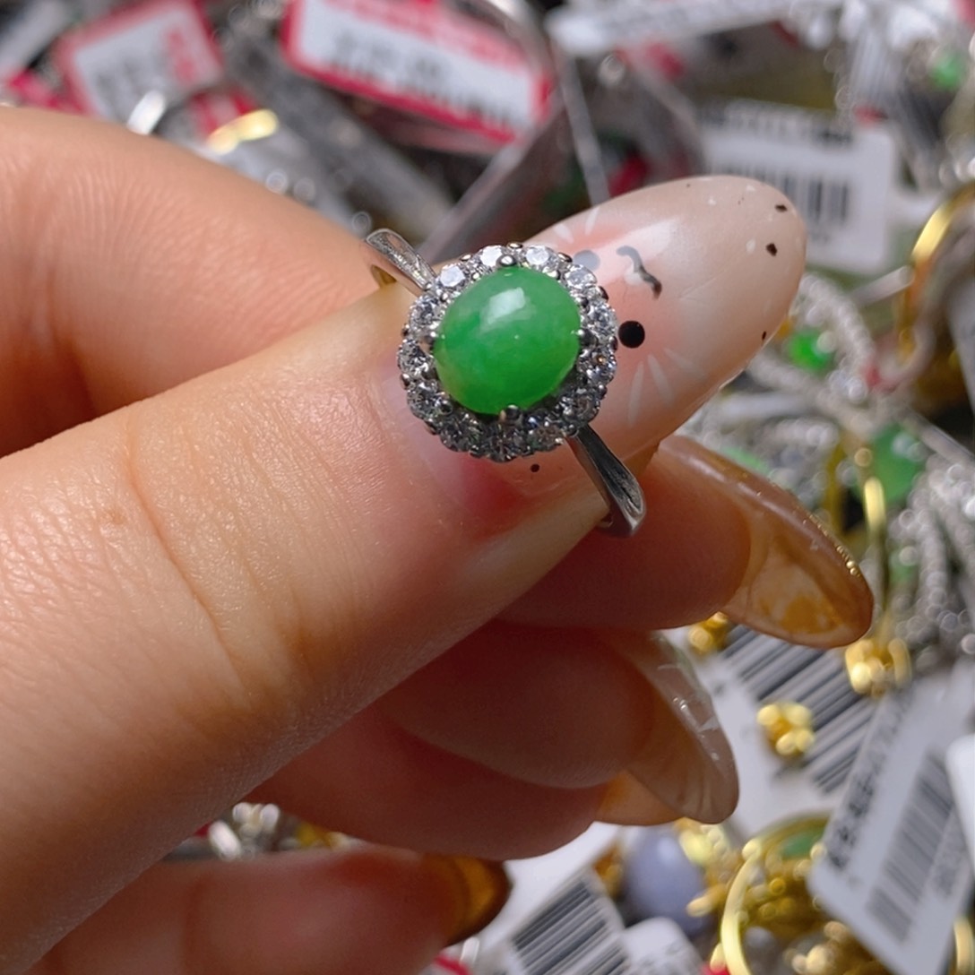 银S925镶嵌戒指翡翠百内无证书