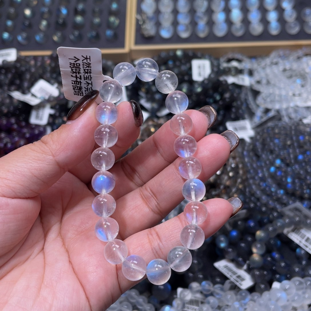 月光石手链未镶嵌H****h蓝月光手链9mm