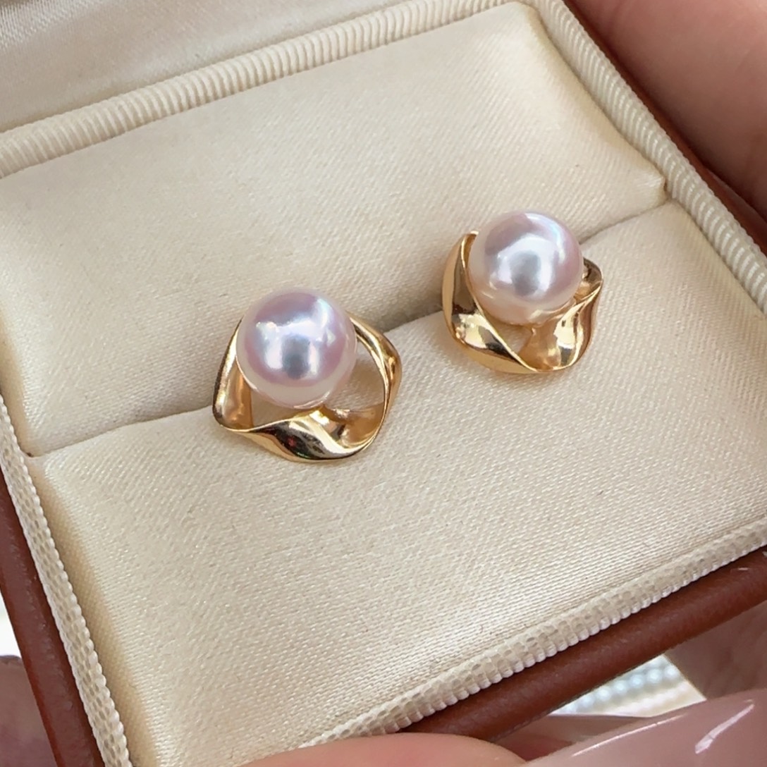 耳饰银S925镶嵌海水珍珠