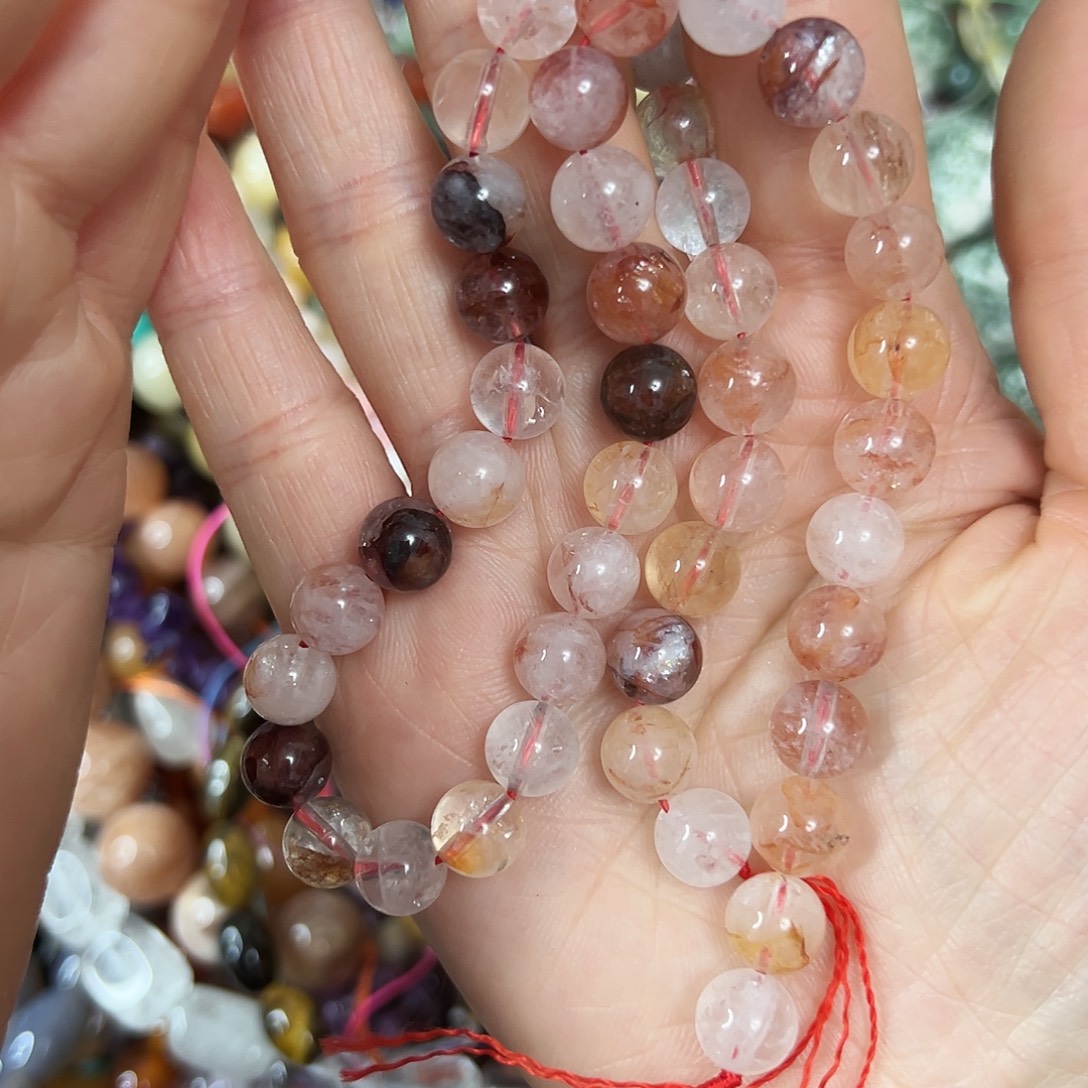 玛瑙/玉髓合金珠宝半成品，卡8红胶花一条