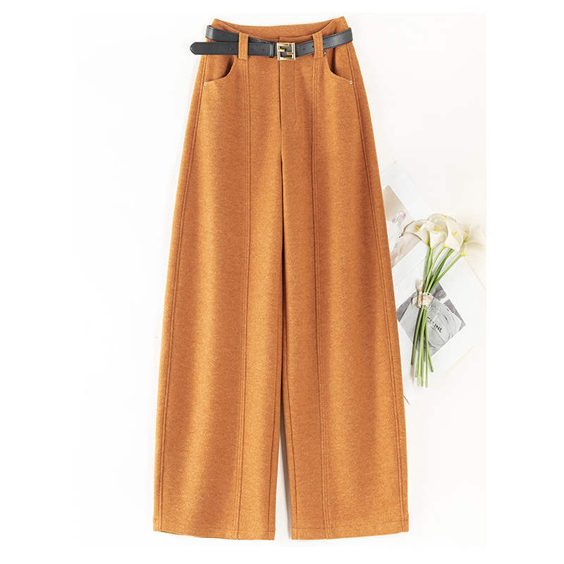 高级醋酸羊毛呢弯刀裤女2025秋冬新款高腰显瘦垂感软糯亲肤阔腿裤