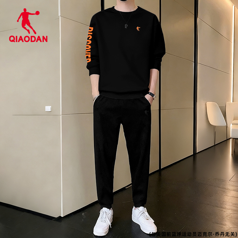 乔丹官方运动套装男2025冬季新款宽松长袖卫衣束脚卫裤通勤两件套