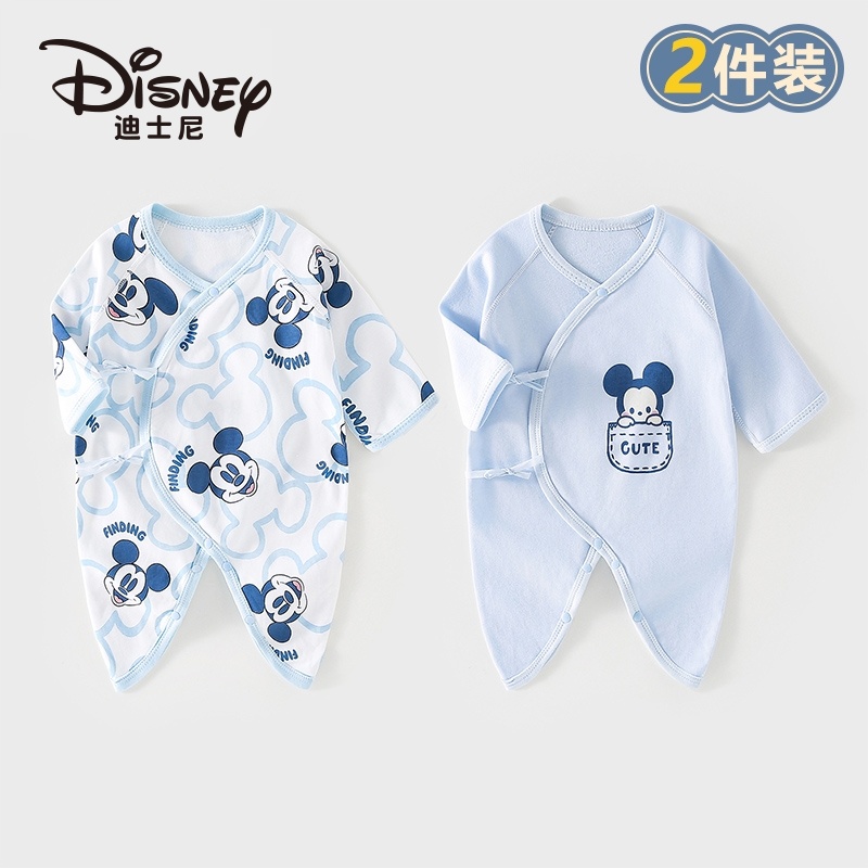 Disney/迪士尼 新生宝宝蝴蝶衣春秋长袖连体衣婴儿纯棉哈衣2件装