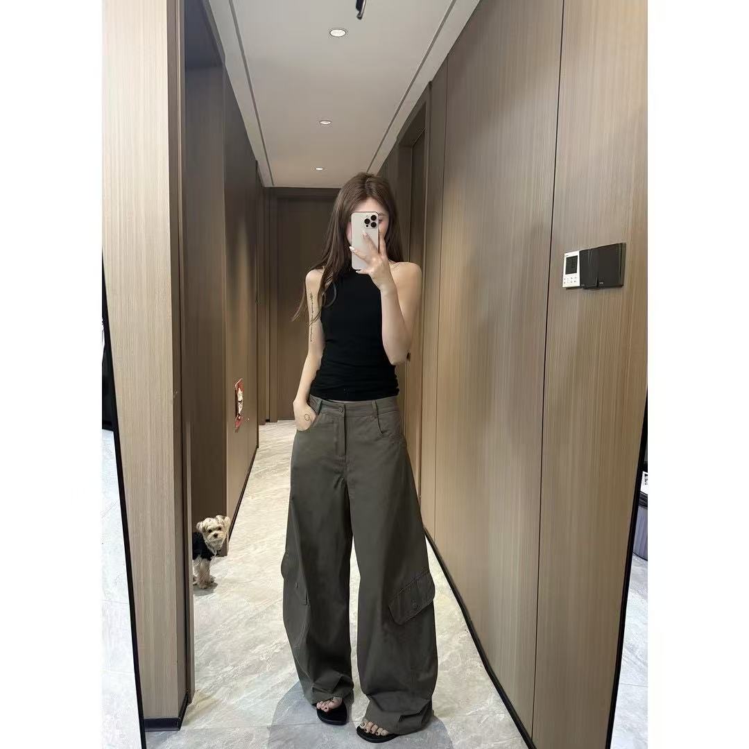 工装裤ins美式阔腿裤微弹力休闲裤时尚拖地复古裤子