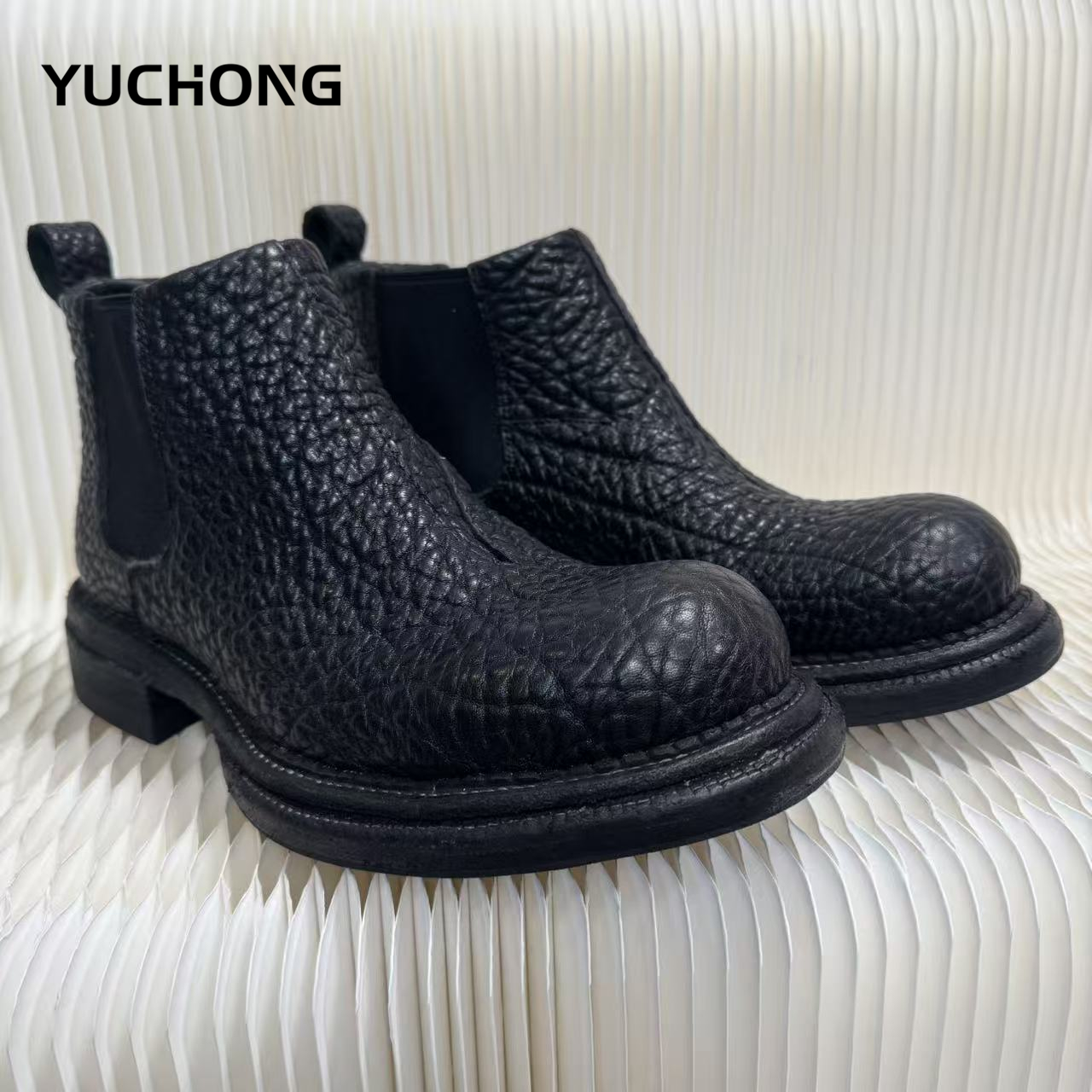 切尔西真皮大底中帮靴