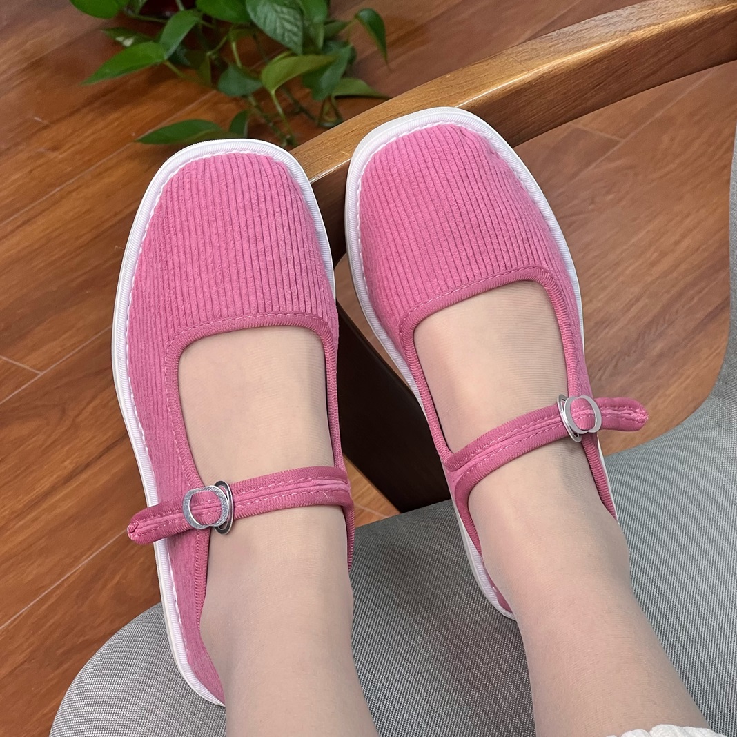 清仓款 何航棉麻布鞋（皮红）