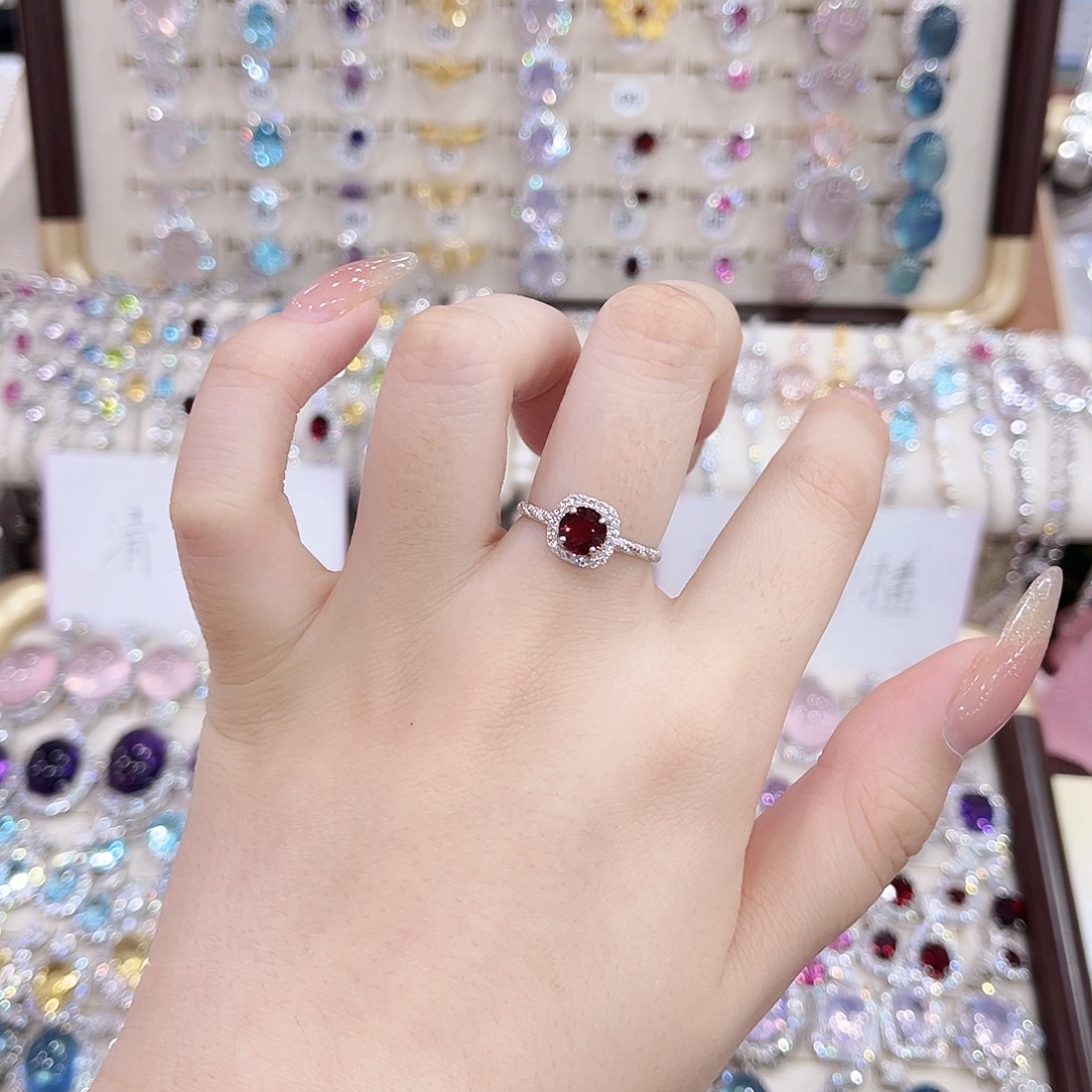 烟晶戒指银S925镶嵌