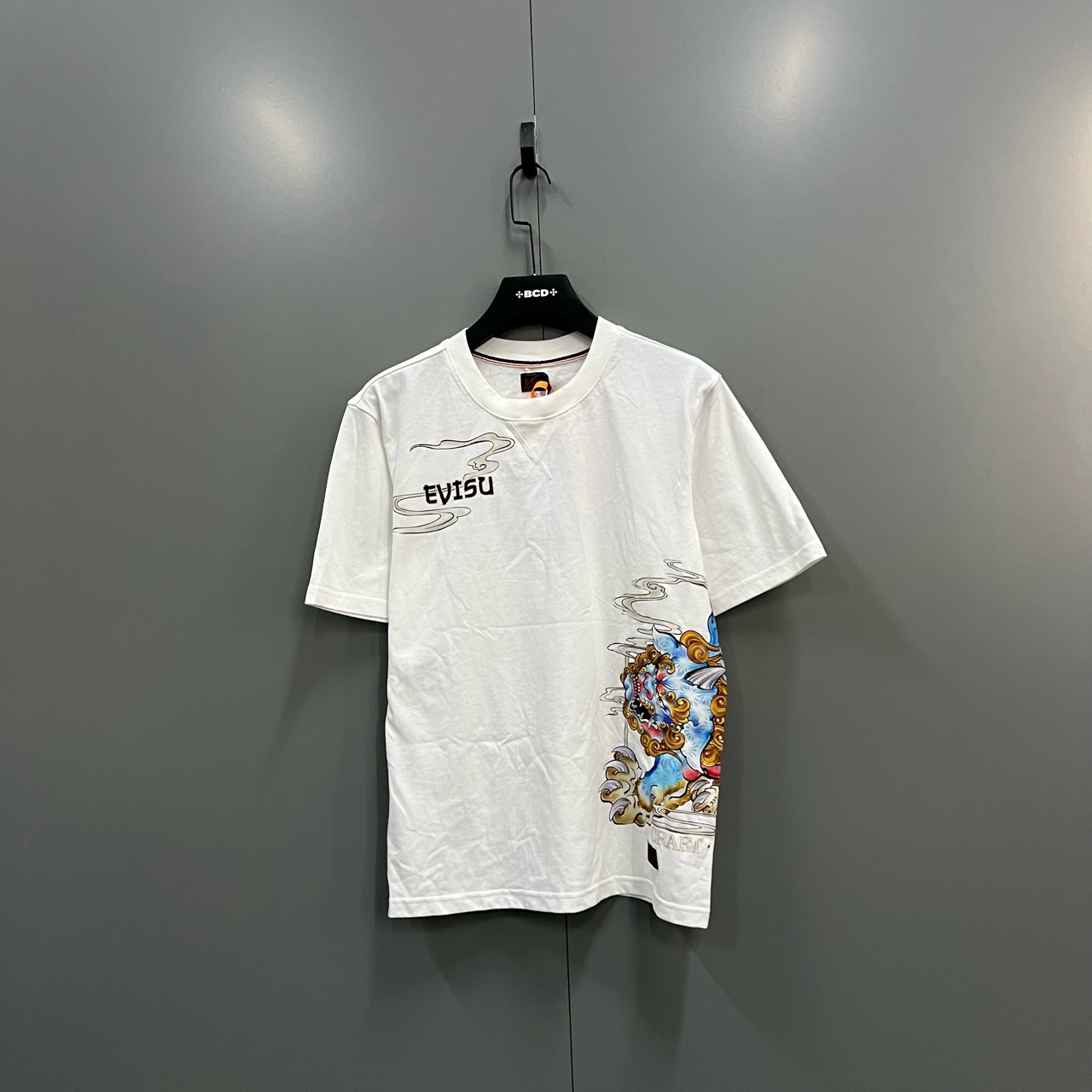 99新 Evisu （bb）125  字母狛犬印花短袖 L码