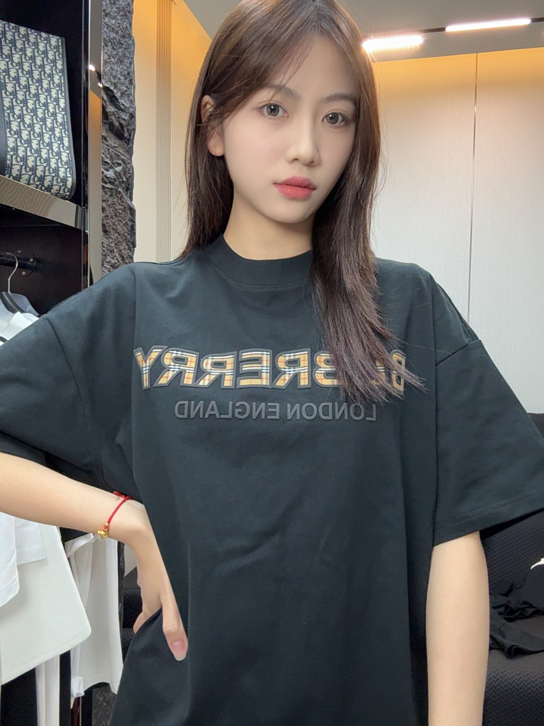 BANSUISDGA2025年新款宽松【格子英文】男女同款短袖T恤