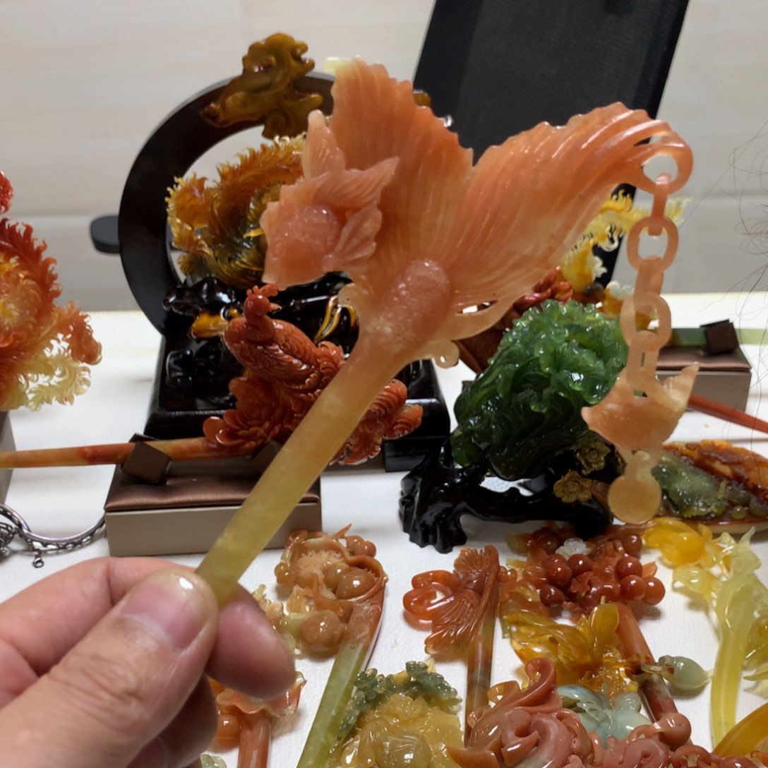 蛇纹石玉发饰未镶嵌涅**生