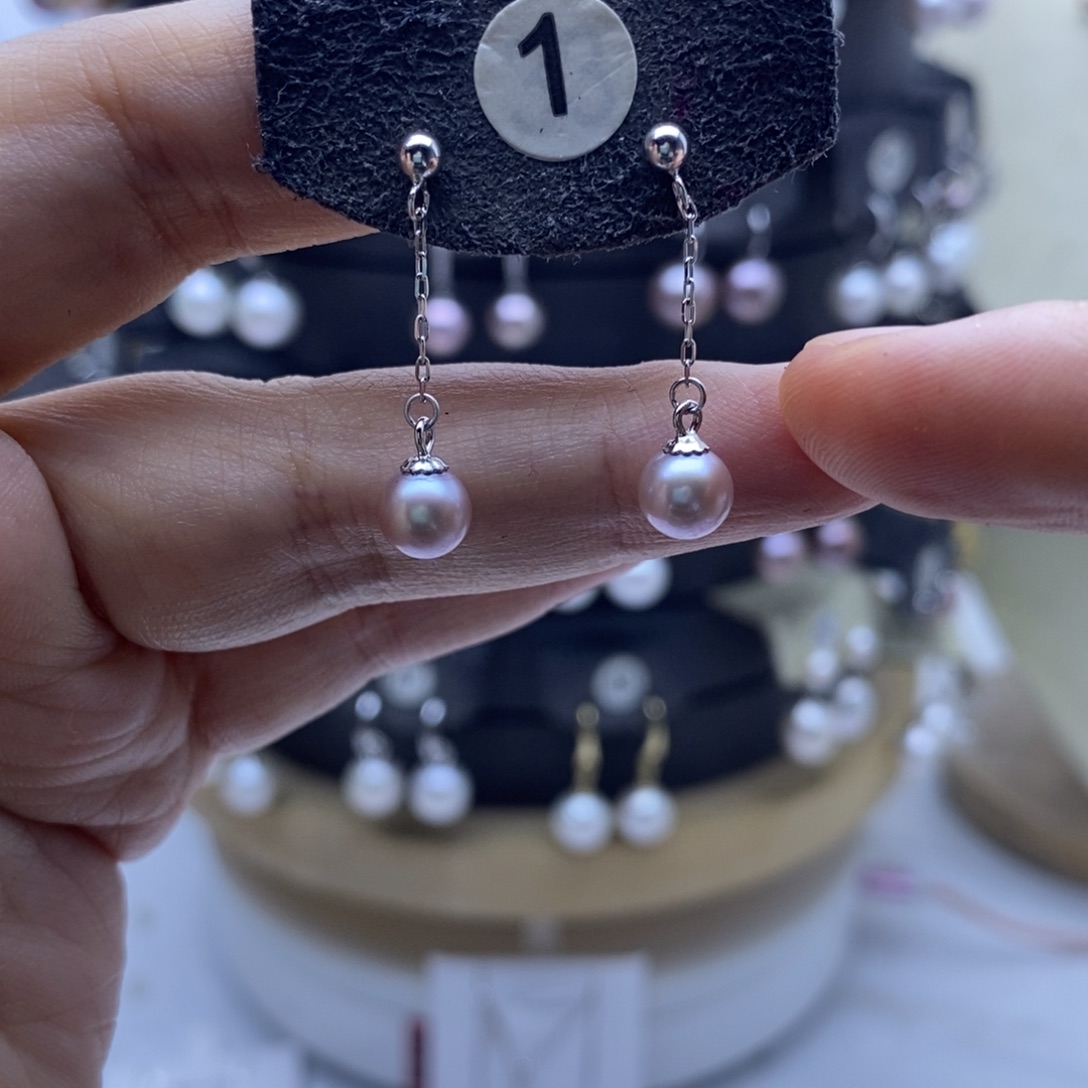 银S925镶嵌淡水珍珠耳饰