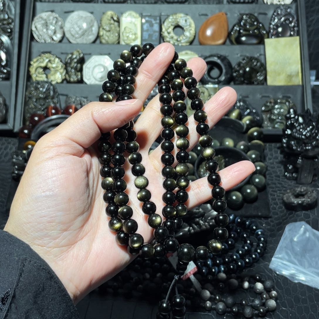 黑曜岩手链未镶嵌橙****）