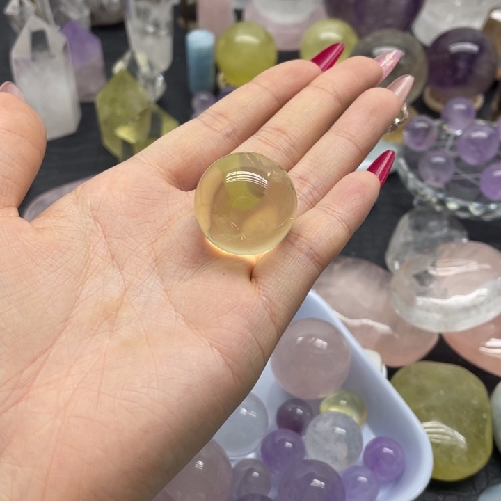 水晶40黄球未镶嵌天然水晶