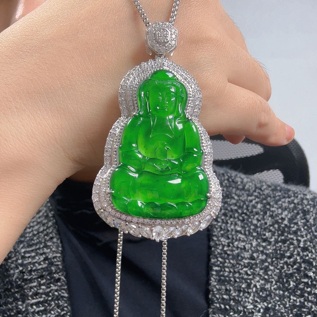 翡翠银S925镶嵌吊坠(不含链)