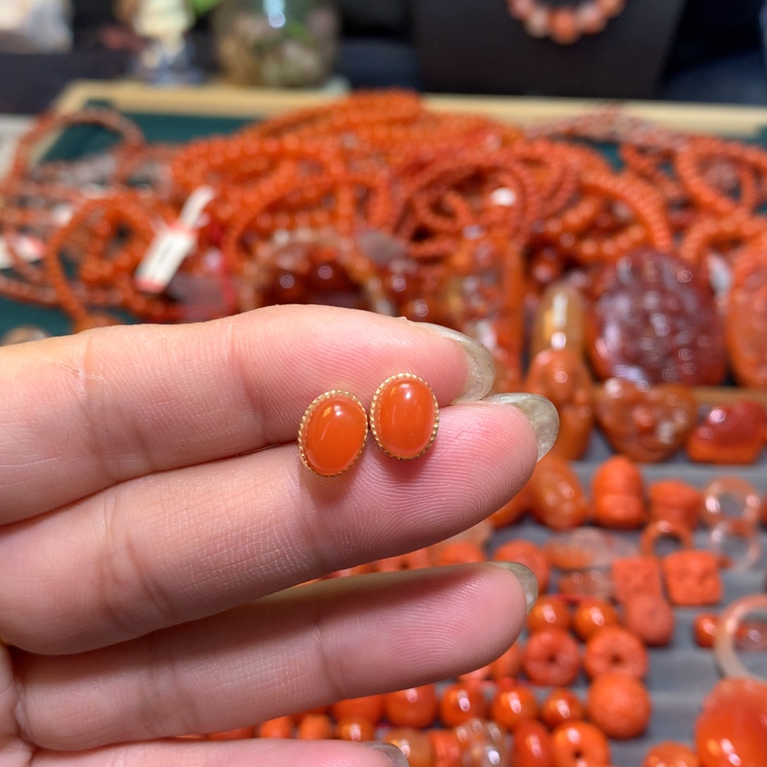 【闪购商品】南红玛瑙耳钉未镶嵌