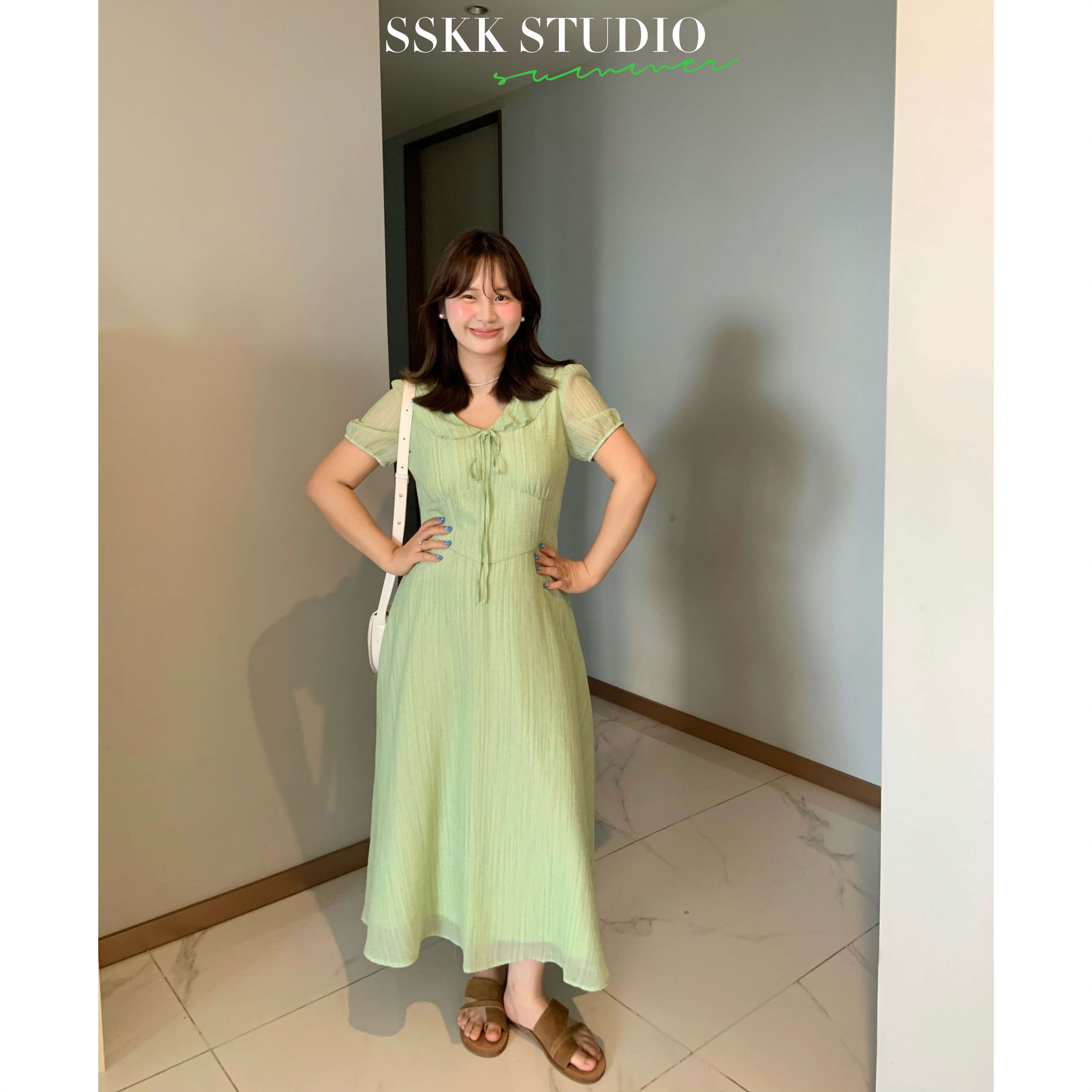 KMZY/KMZY山_山【南法夏日】微胖女装韩系温柔风夏季系带收腰连衣裙