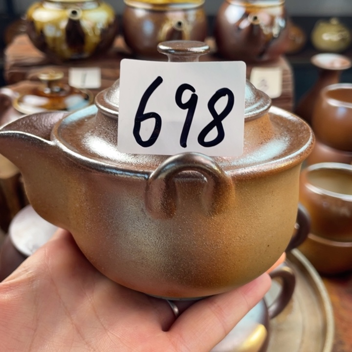 建水紫陶白泥柴烧壶