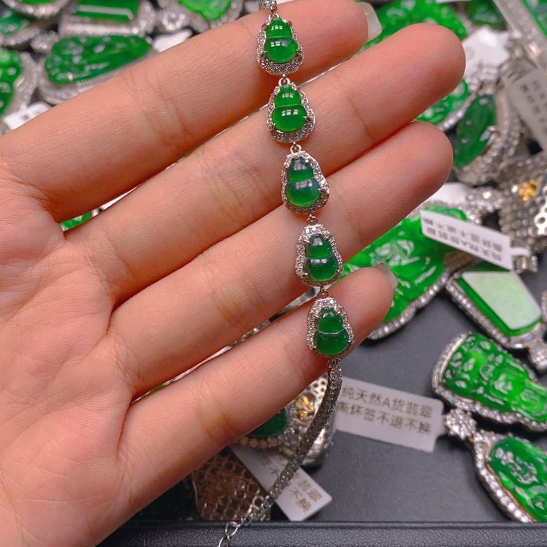 翡翠手链银S925镶嵌888888888888888