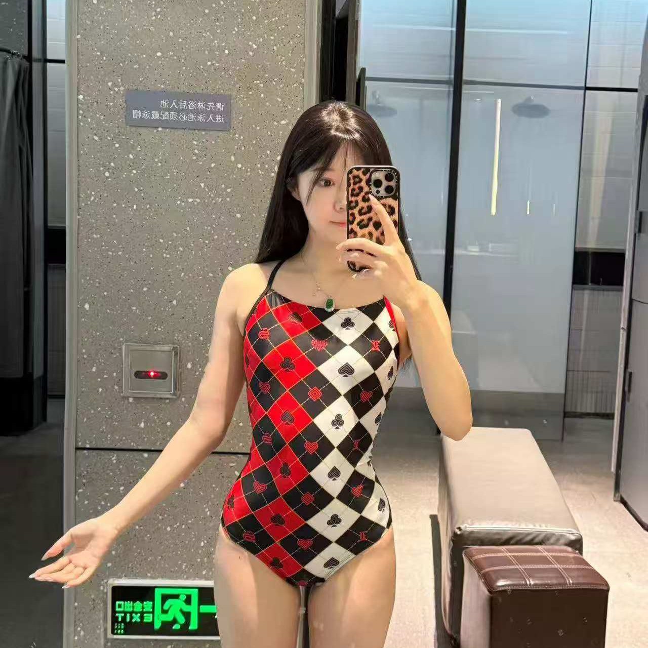 扑克牌竞速连体游泳衣专业训练运动包臀遮肚显瘦适合游泳馆