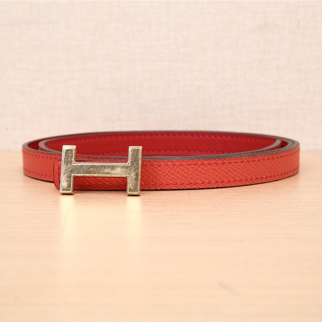 95新 Hermes/爱马仕 活动 窄版腰带 S5番茄红 T刻80cm P241331125