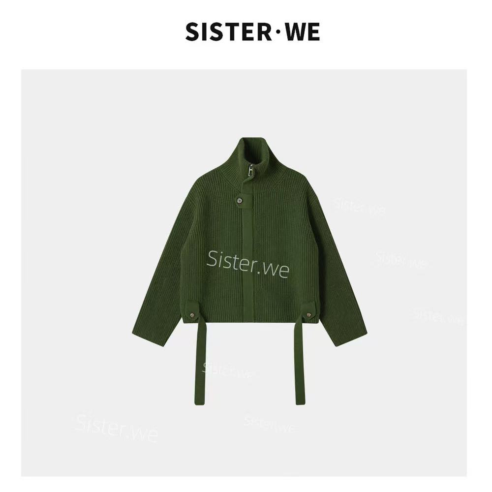 薇姐【高知气韵】Sister·We法式慵懒风立领系带毛衣 带腰带 156