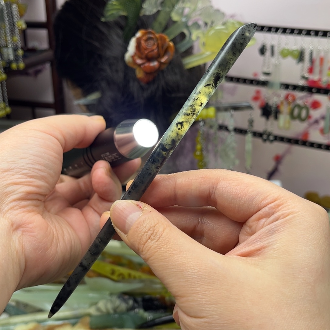 岫玉未镶嵌发饰长度17.5厘米左右