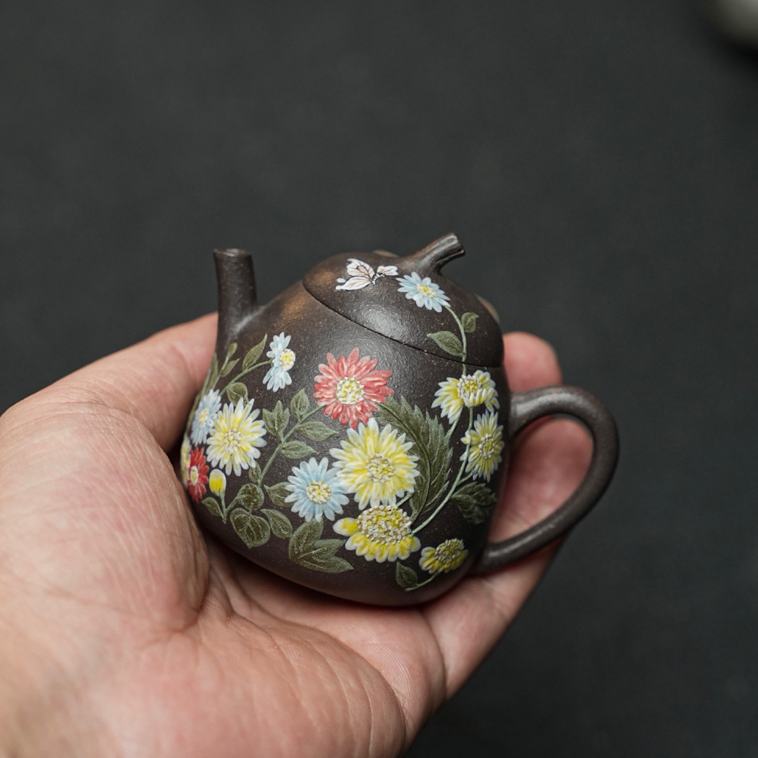 询价有惊喜繁花系列·茄瓜·小精品·85cc陈腐老紫料 原矿宜兴紫砂壶
