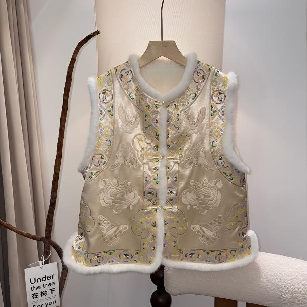 “如意马甲”棉马夹刺绣简约纯色新中式休闲气质减龄百搭马甲