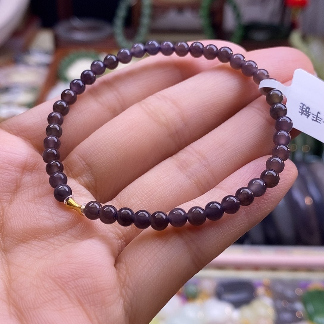 颈饰未镶嵌和田玉高冰浓烟紫18.k手链4m