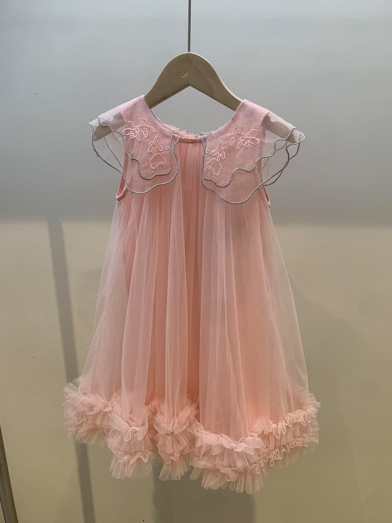 女童蓬蓬裙短袖连衣裙粉色公主裙