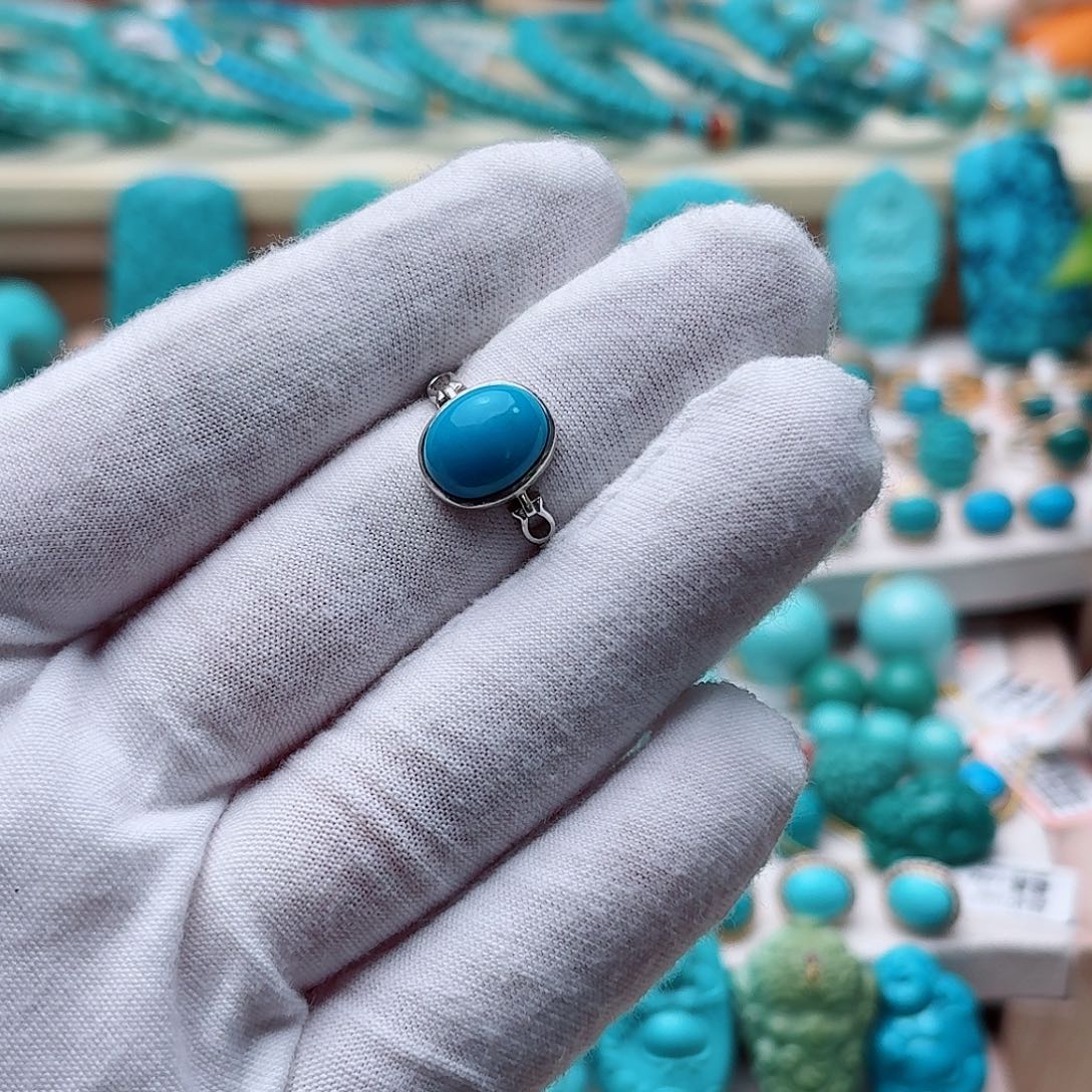 绿松石银S925镶嵌戒指