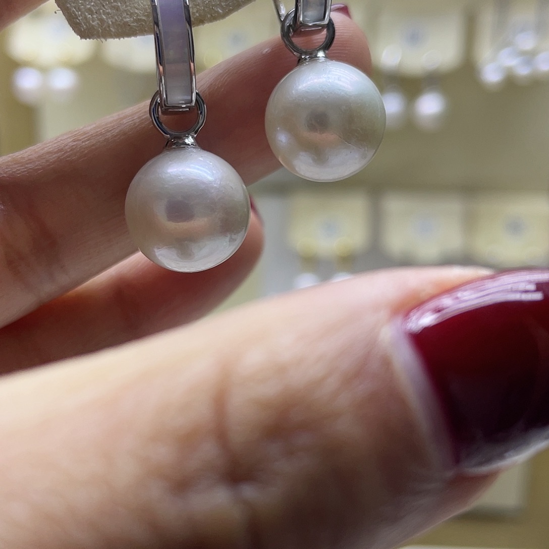 淡水珍珠耳饰银S925镶嵌
