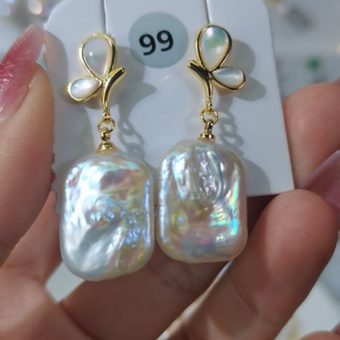 淡水珍珠耳饰银S925镶嵌