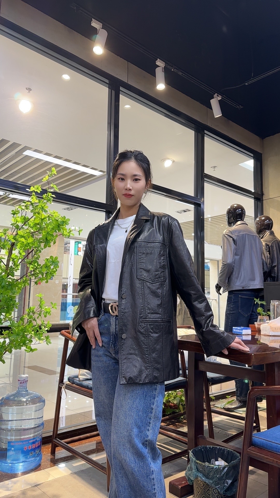 头层牛皮/植鞣油蜡工艺/廓形宽松痞帅“男友风”西装真皮女外套