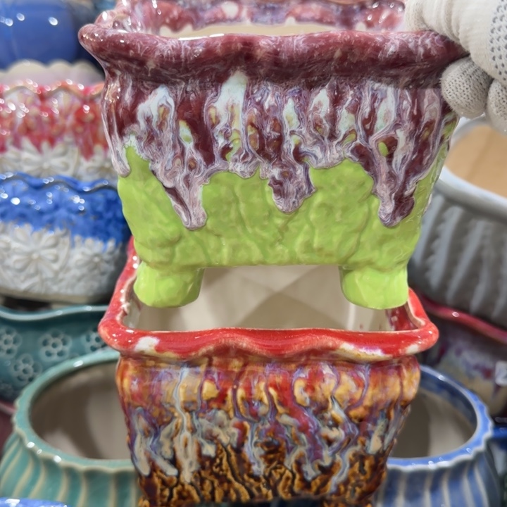 凑9快包邮，有孔，陶瓷花盆