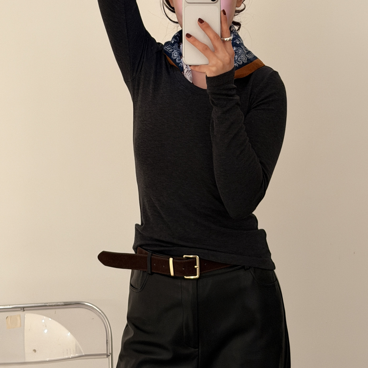 秋冬新款修身显瘦纯色天丝羊毛圆领长袖打底衫