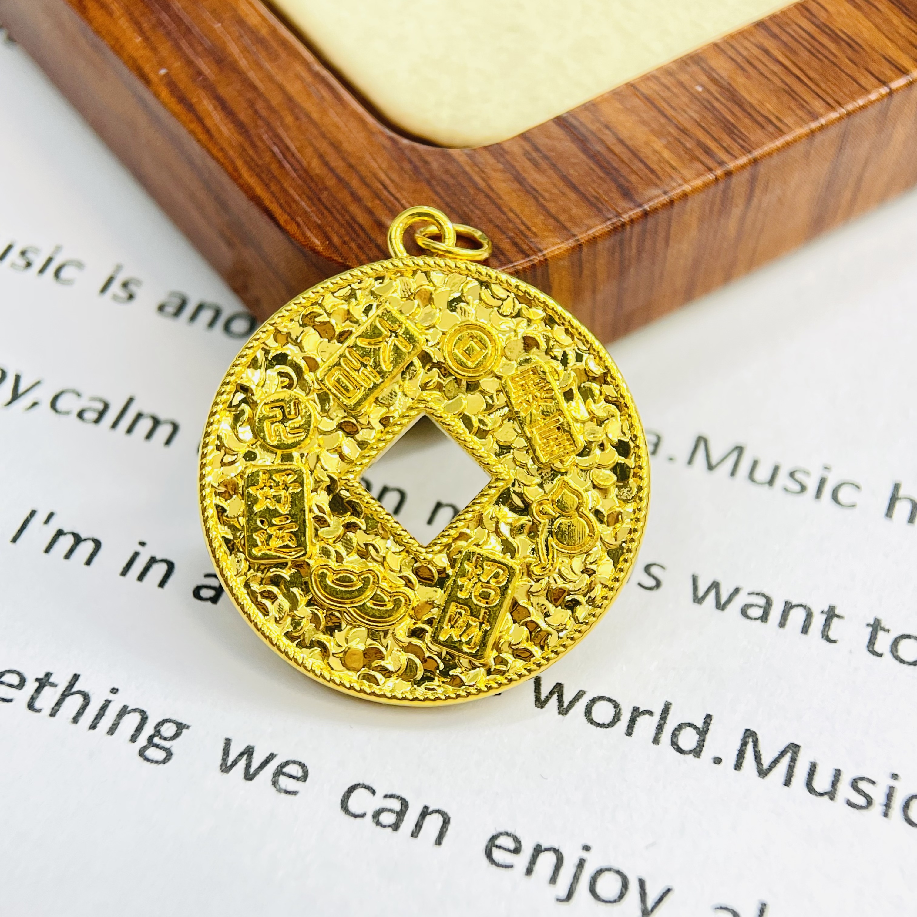 足金999招财铜钱黄金首饰配件DP2826-01980