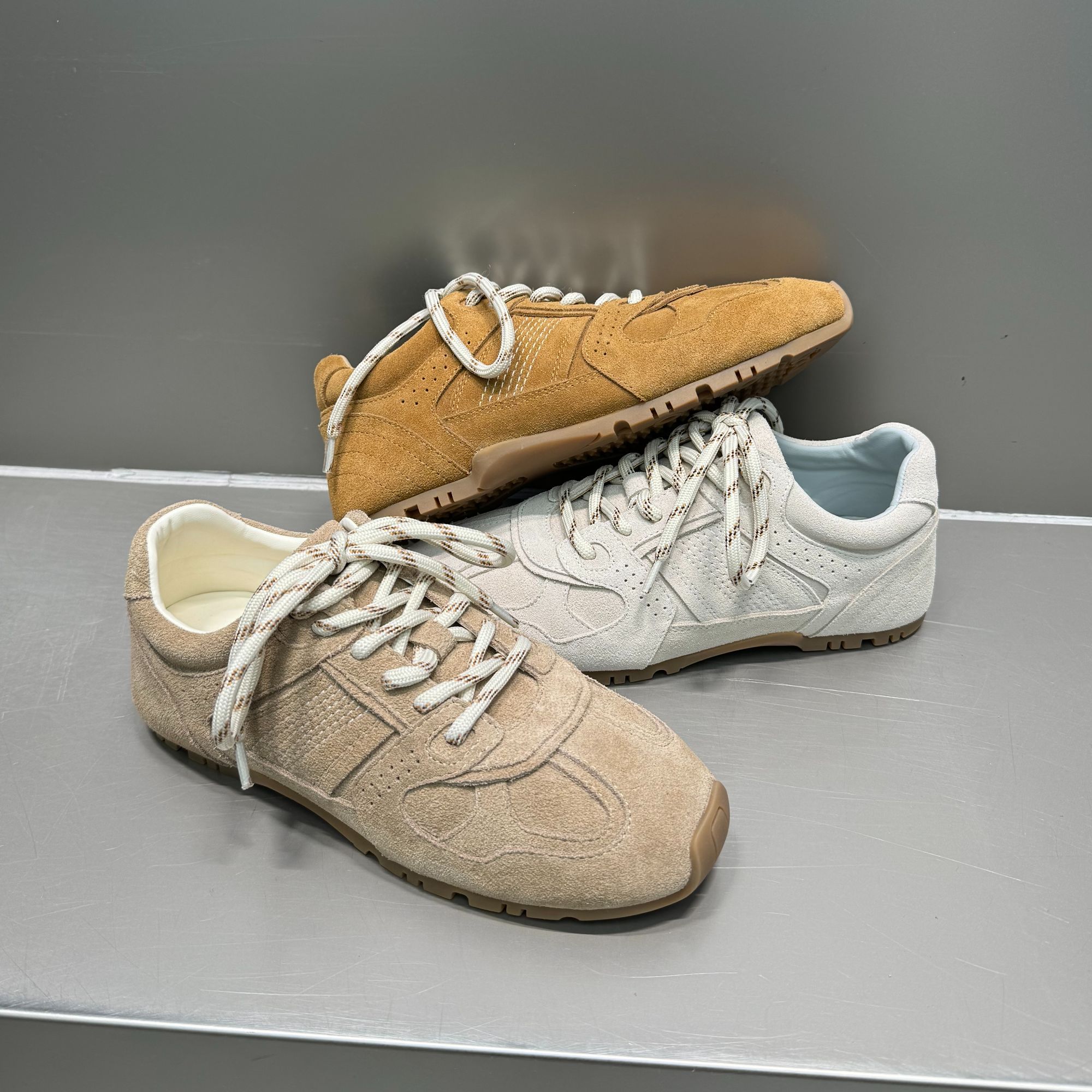 THE MIL麋鹿 西班牙复古经典德训鞋女春新款真皮牛反绒百搭运动鞋