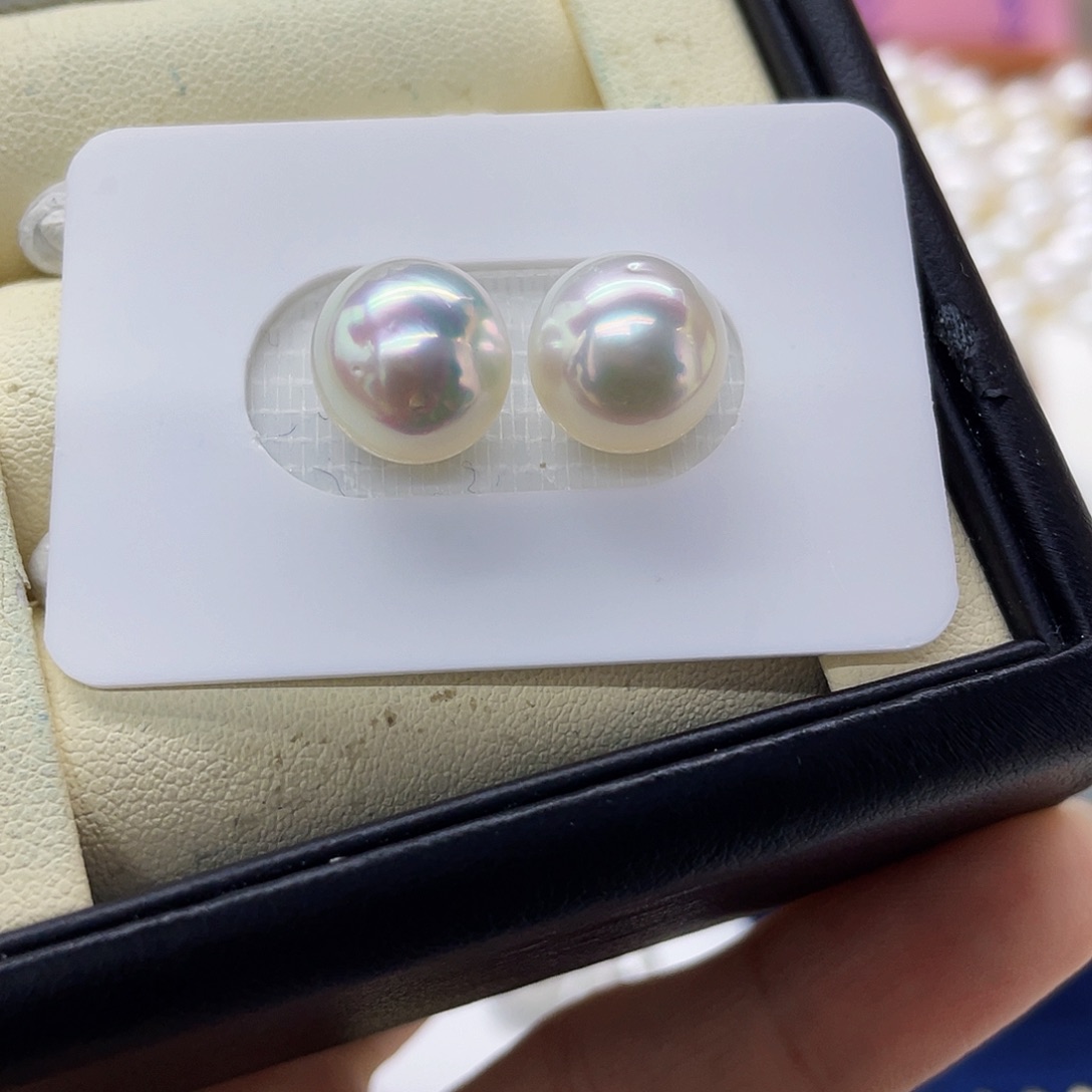 海水珍珠裸珠澳白对珠宝石光10-11mm