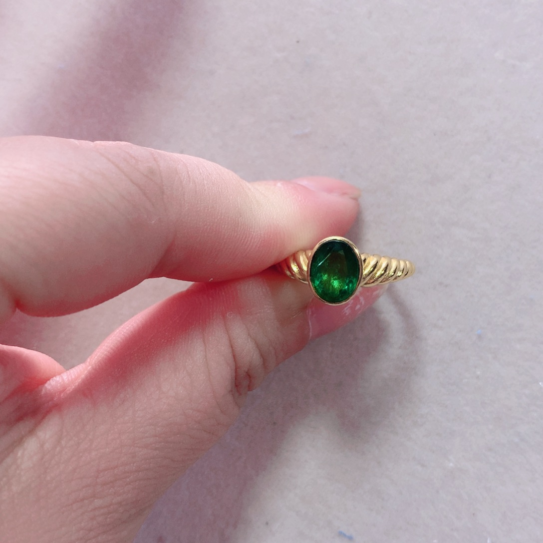 祖母绿戒指银S925镶嵌国首质检