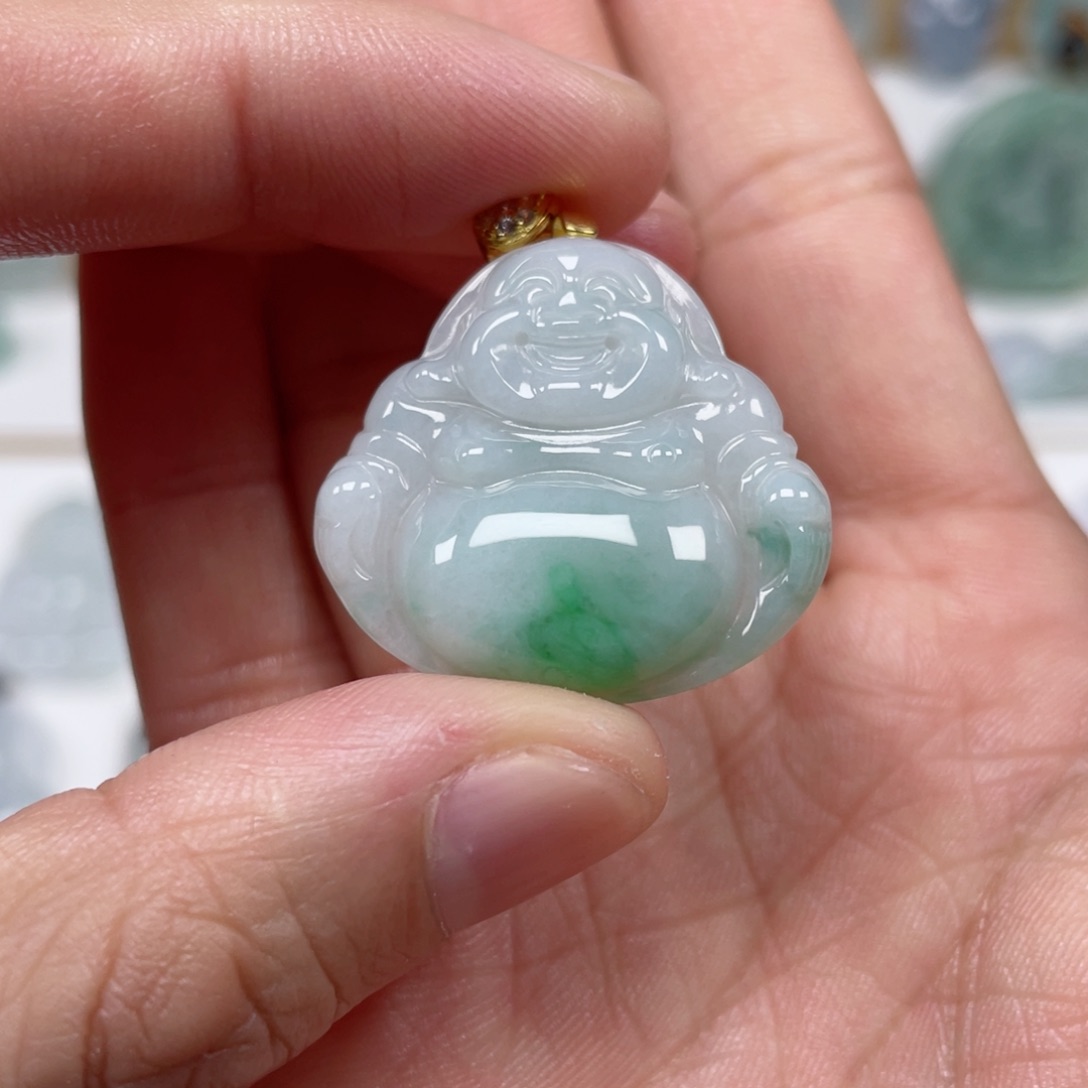 翡翠颈饰未镶嵌天然缅甸翡翠A货佛公F2号