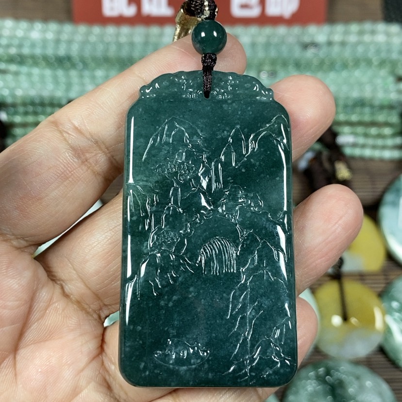 【闪购商品】翡翠颈饰未镶嵌玉吊坠翡翠玉双面山水牌