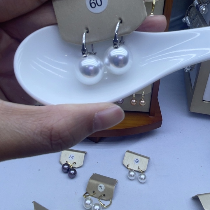 耳饰银S925镶嵌淡水珍珠