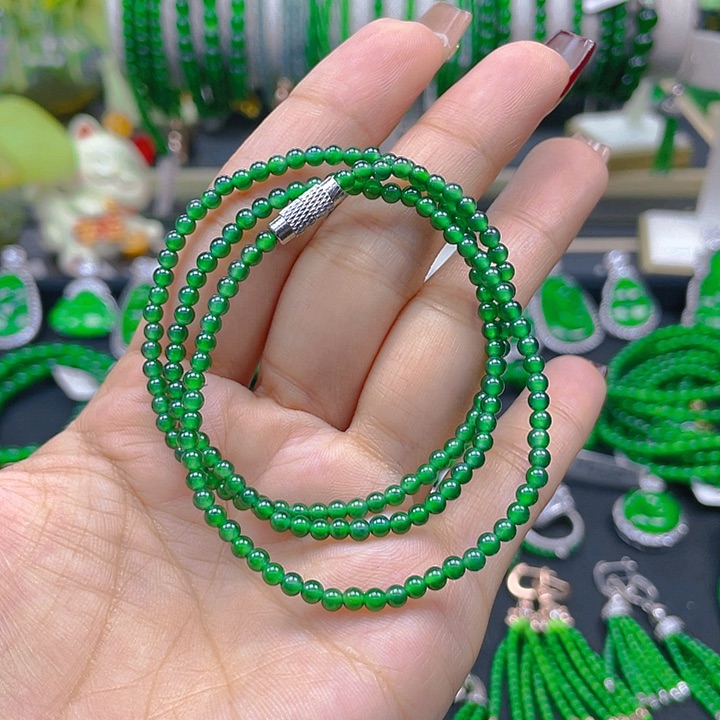 翡翠颈饰未镶嵌圆珠项链3（50长）