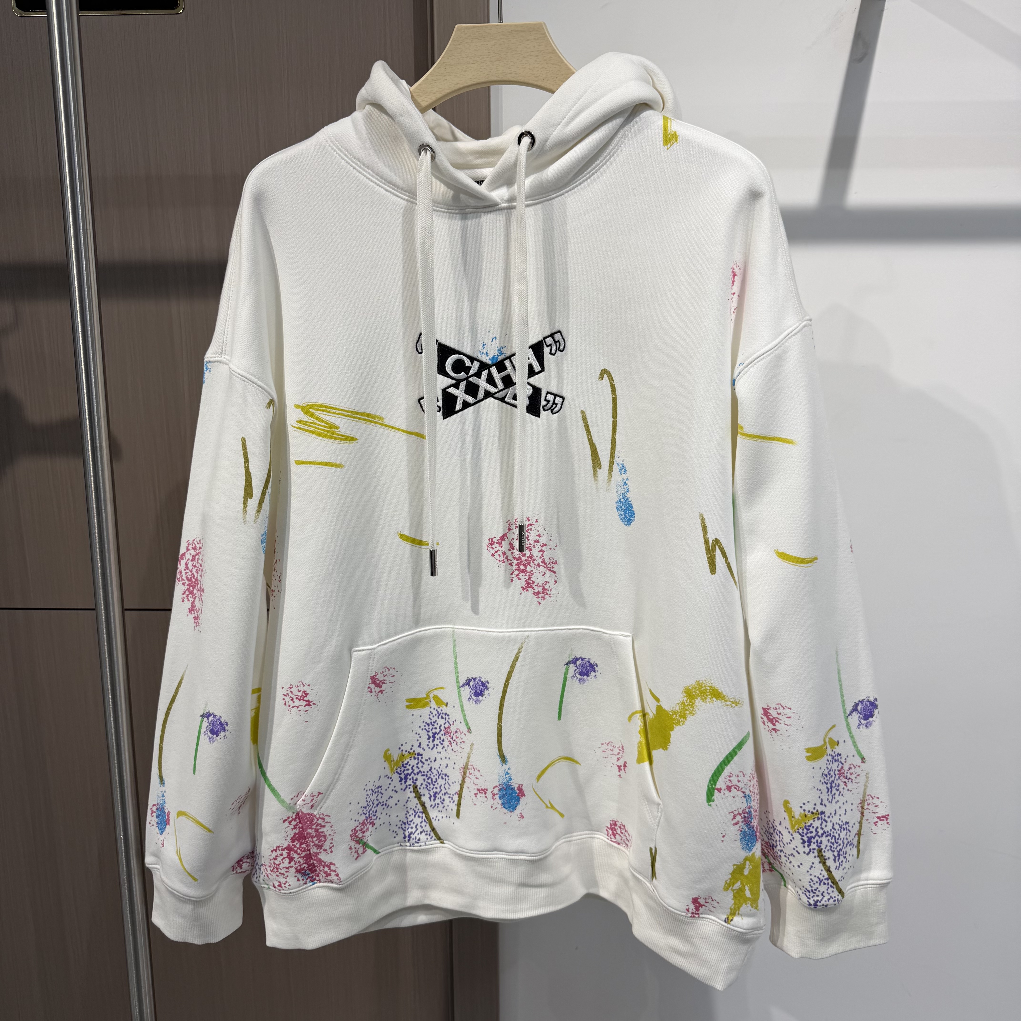 潮牌春秋涂鸦白色连帽卫衣DGDK0WY5090