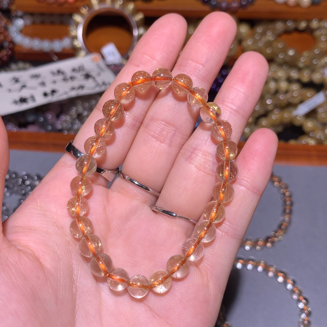 水晶手链未镶嵌口****鲨金发晶